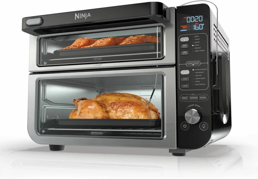 Ninja DCT601 XL 12-in-1 Air Fryer Toaster Oven with SmartFinish Technology, Double Stack Capacity for 4.5Lb Chicken, Stainless Steel Countertop Convection Oven