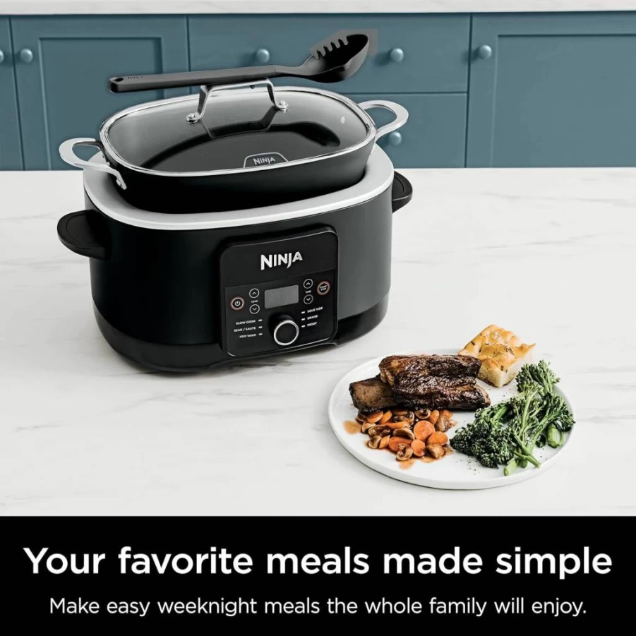 Ninja MC1010 Foodi PossibleCooker Plus 6-in-1 Multi-Cooker with Sous Vide, Proofing, 8.5QT Slow Cooker, Dutch Oven, Nonstick Oven-Safe Pot & Glass Lid, 500°F, Black
