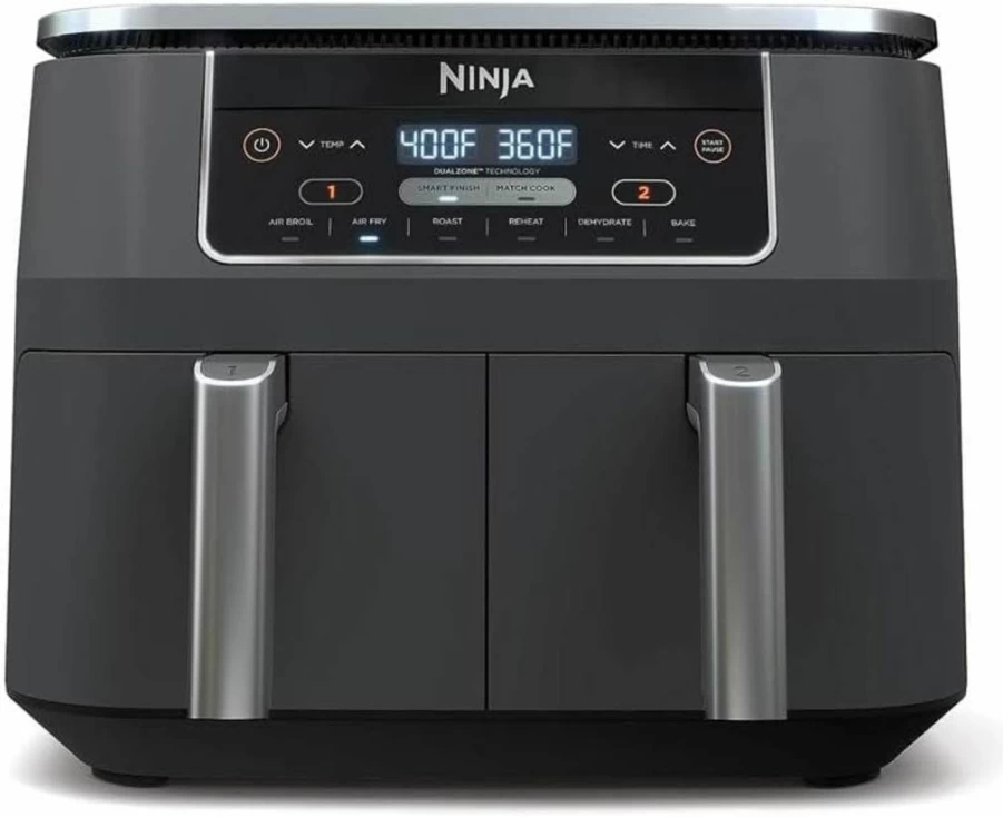 Ninja Air Fryer 6-in-1 with Dual 5 Qt Baskets - Air Fry, Broil, Roast, Bake, Dehydrate & Keep Warm - Cook 8Lb Chicken Wings Simultaneously - Model DZ302