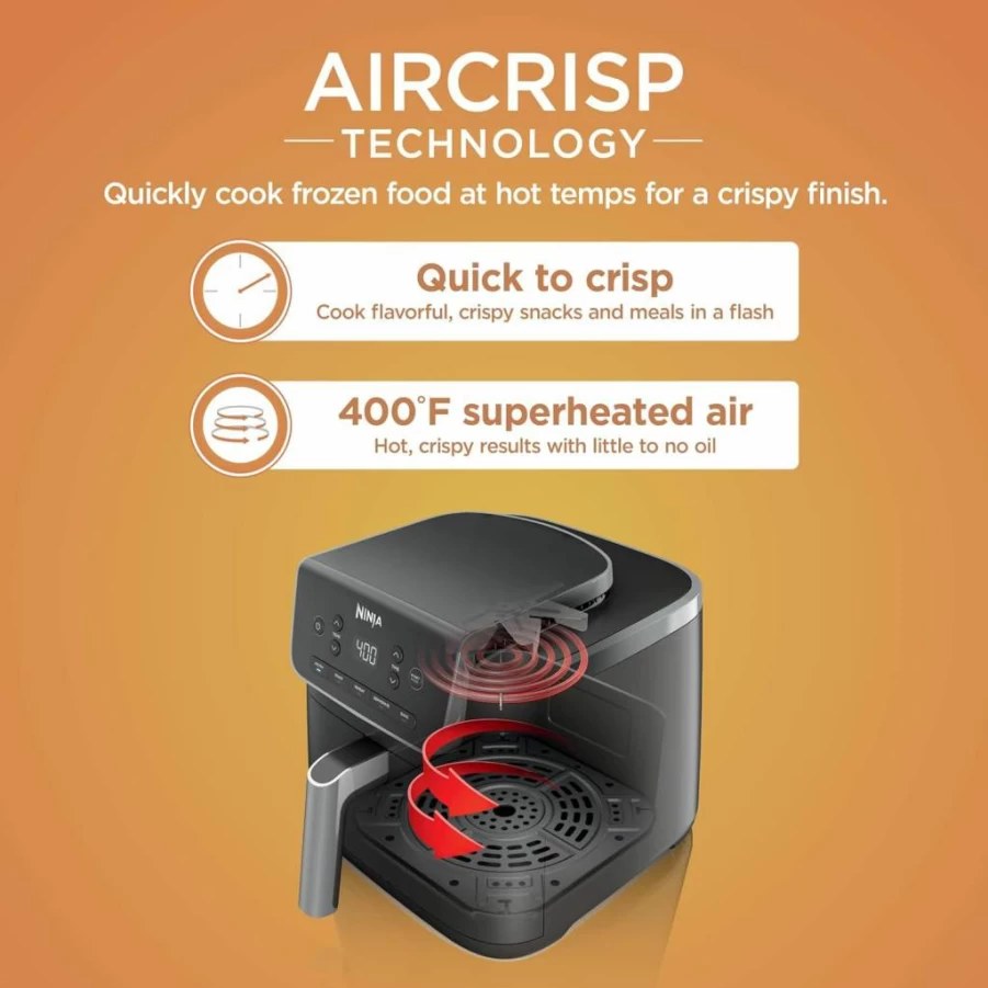 Ninja AF181 Air Fryer Pro XL 6.5 Quart 6-in-1 Countertop Oven with Max Crisp Technology, Air Fry, Roast, Bake, Reheat & Dehydrate, 450°F, Nonstick Basket & Crisper Plate, Grey