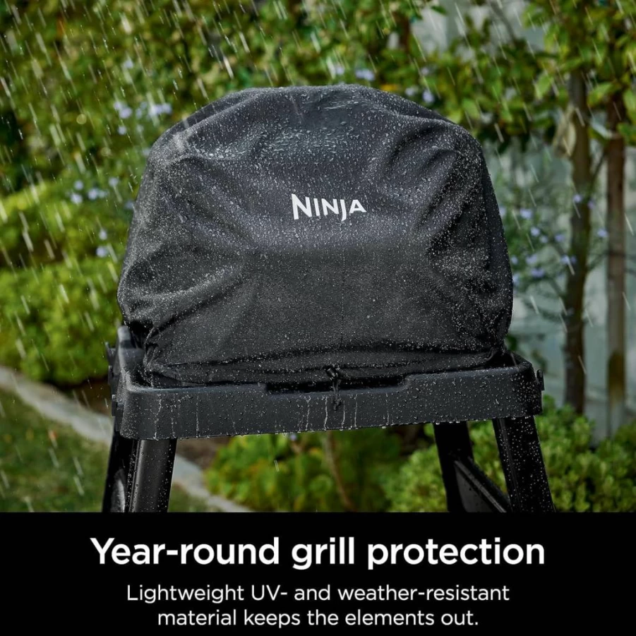 Ninja Woodfire Premium Grill Cover for OG800 & OG900 Series, UV & Water Resistant, Elastic Drawstring, Lightweight, 13x24 Inches, Black, Year-Round Protection