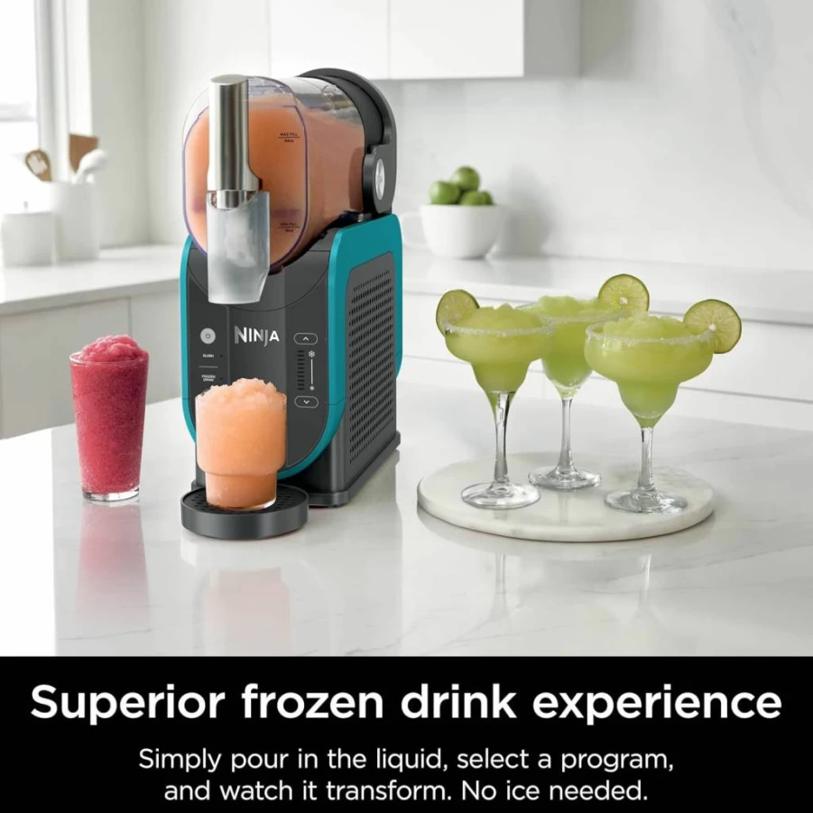 Ninja FS299 Slushi Professional Frozen Drink Maker with Rapidchill Technology, 88 Oz Slushie Machine for Margaritas, 2 Preset Programs, Premium Teal Accents