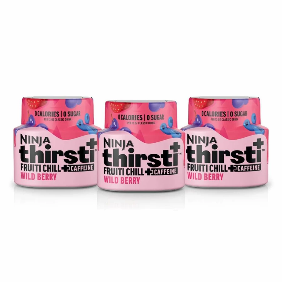 Ninja Thirsti Flavored Water Drops Variety Pack - Fruiti Chill+ Bold Fruit Flavor with Caffeine, Zero Sugar, Makes 17 Drinks (12oz Each), 3 Pack - WCFV3