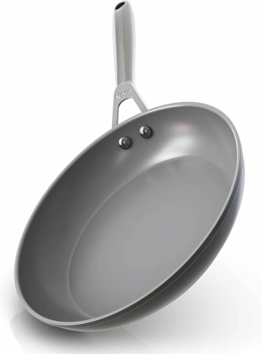 Ninja Ceramic Pro 12-Inch Nonstick Fry Pan, PTFE-Free Ceramic Coating, Stainless Steel Handle, Oven Safe to 660°F, Works on All Stovetops Including Induction, Black (CW30030BK)