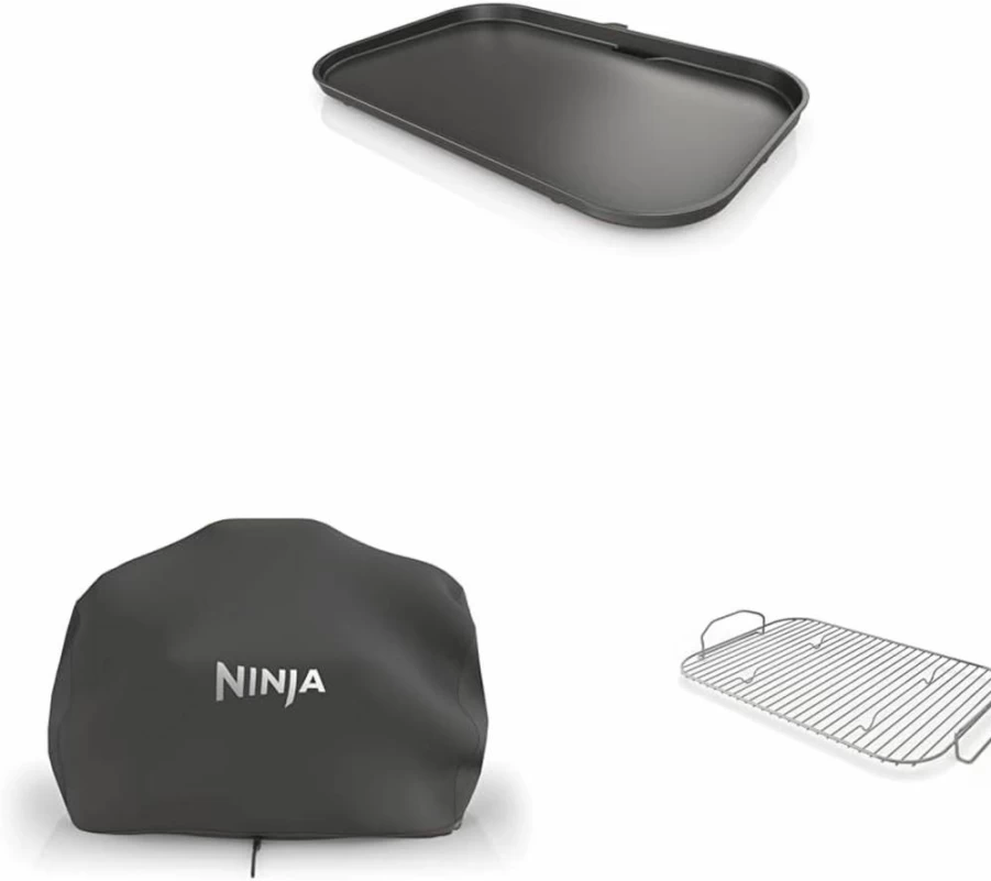 Ninja Woodfire Premium Nonstick Ceramic Griddle Plate for OG800 & OG900 Series, 17.87 x 12.35 Inches, Edge-to-Edge Heating, Precise Temperature Control, Black