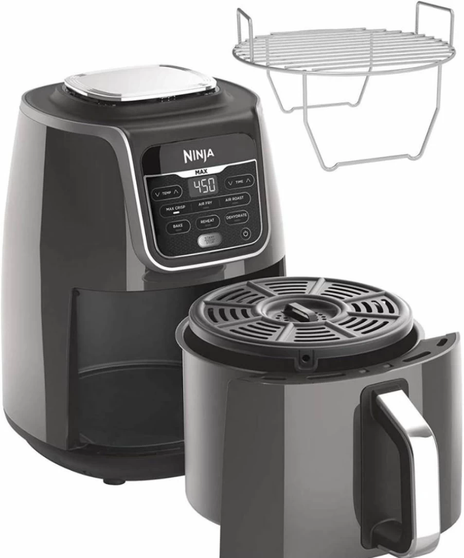 Ninja AF161 Max XL Air Fryer 5.5 Quart - Crisp, Roast, Bake, Reheat, Dehydrate - High Gloss Grey Finish