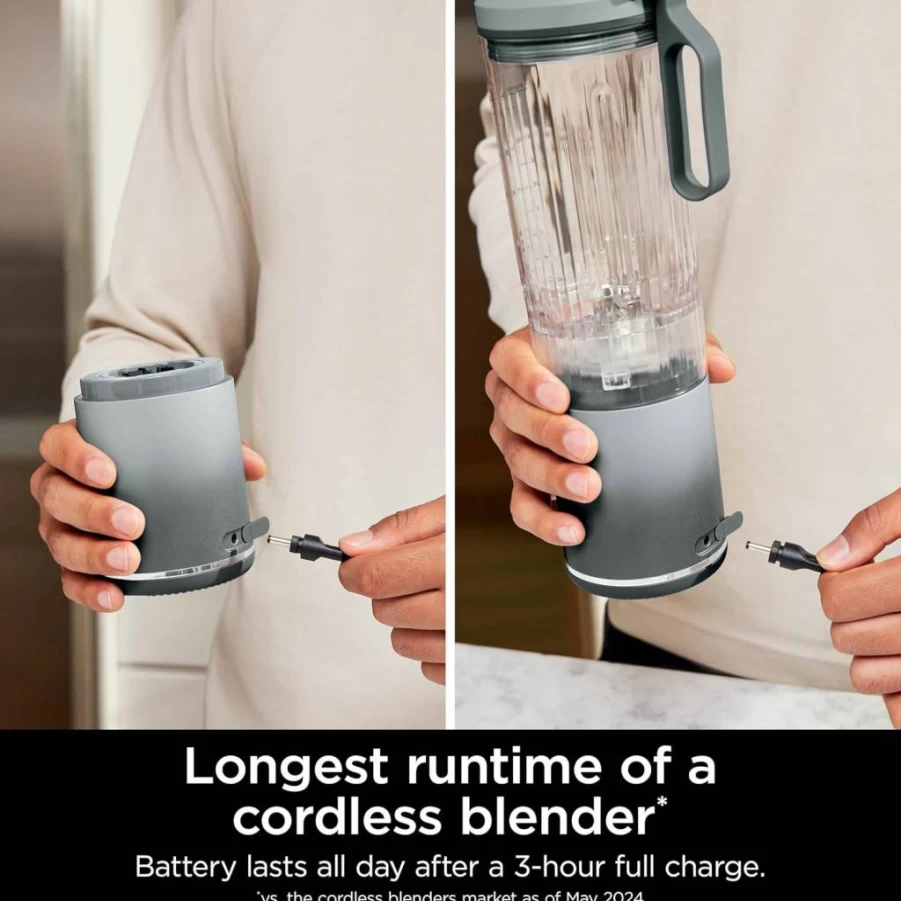 Ninja Blast Max Portable Blender - 22Oz Cordless Personal Smoothie Maker with Ice Crush, 3 Programs, Leakproof & Dishwasher Safe Sea Glass Design (Model BC251MT)
