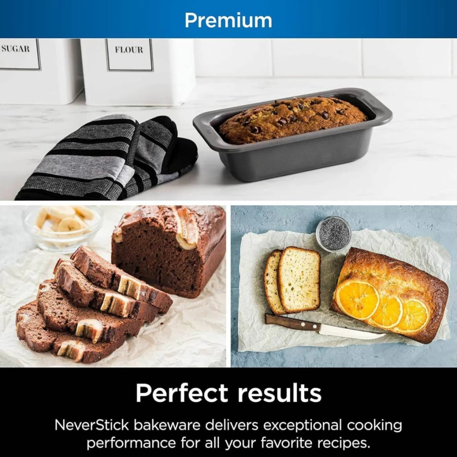 Ninja Foodi NeverStick Premium 9x5 Inch Loaf Pan - Nonstick, Oven & Dishwasher Safe, 500°F Heat Resistant, Grey (Pack of 1)
