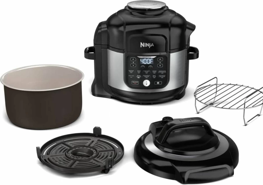 Ninja Foodi 11-in-1 Pro 6.5 Qt Pressure Cooker & Air Fryer Combo with Crisper Plate, Broil Rack, and Recipe Book, Silver/Black (FD302)