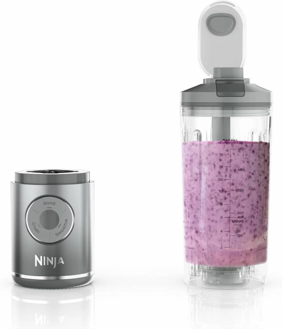 Ninja BC251GY Blast Max Portable Blender - 22oz Cordless, Leakproof, Dishwasher Safe, 3 Programs for Smoothies, Ice Crushing, Grey