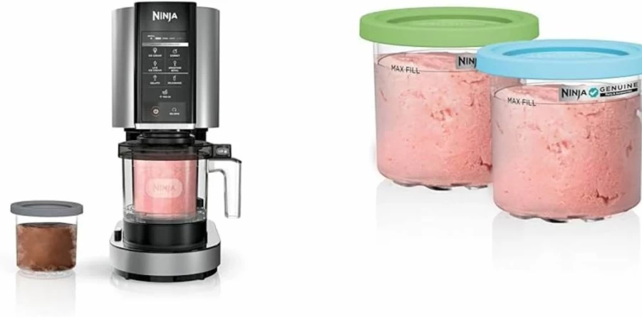 Ninja Creami Deluxe 11-in-1 XL Ice Cream Maker for Homemade Gelato, Sorbet, Milkshakes & Frozen Yogurt with 2 Family-Sized 24oz Tubs (Silver, Model NC501)