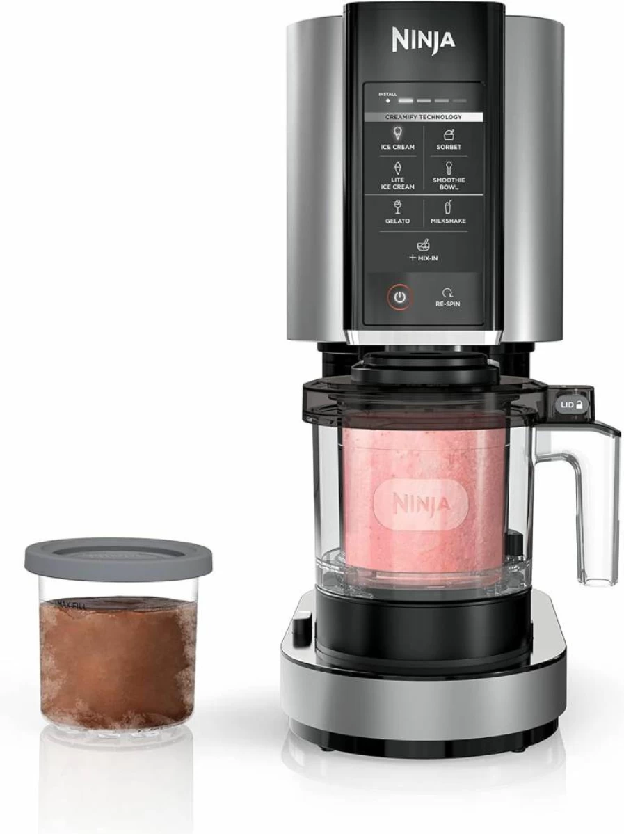 Ninja Creami Deluxe 11-in-1 XL Ice Cream Maker for Homemade Gelato, Sorbet, Milkshakes & Frozen Yogurt with 2 Family-Sized 24oz Tubs (Silver, Model NC501)