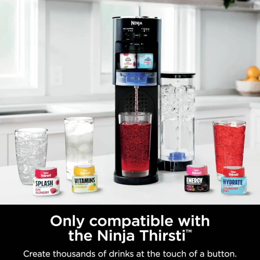 Ninja WCX01WR Thirsti 48oz Water Reservoir - Black, Compatible with Thirsti Drink System WC1001, Clear Removable Tank