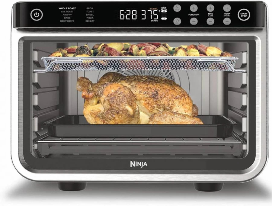 Ninja Foodi XL Pro Air Fryer Toaster Oven - 10-in-1 Countertop Convection Oven with 1800W, Stainless Steel, Fits 5lb Chicken & Sheet Pan (Model DT201)
