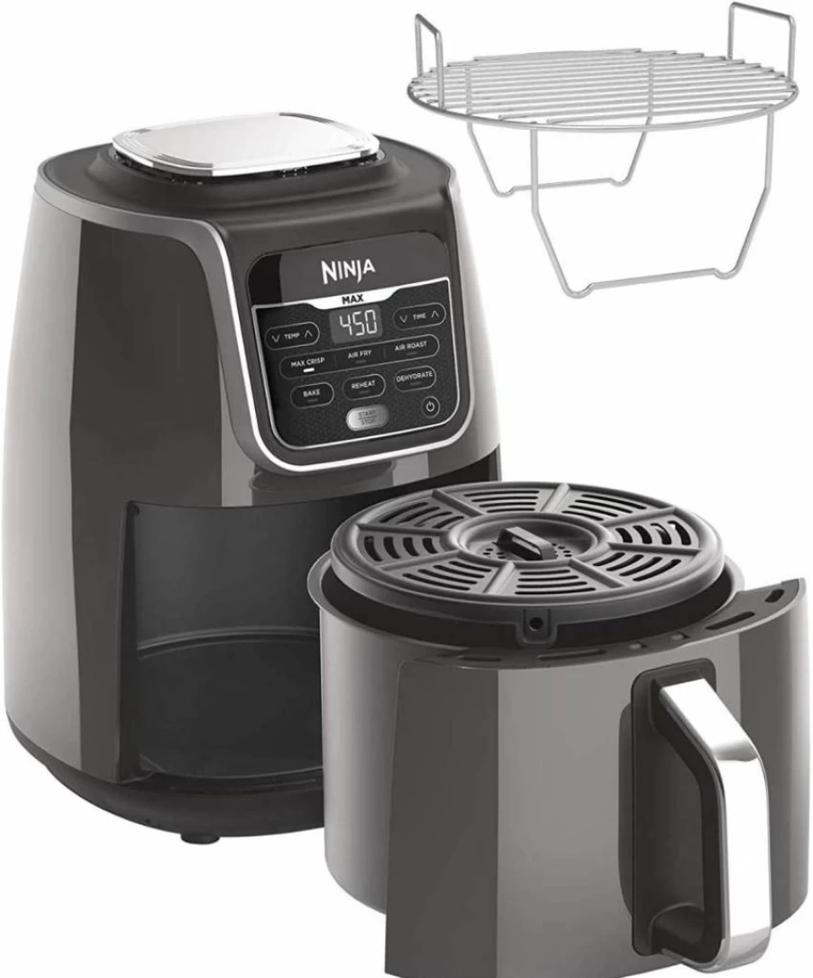 Ninja AF101 4-Qt 4-in-1 Air Fryer – Healthy Cooking, Bake, Roast, Broil & Dehydrate with Less Oil, Compact Design for Fries, Meat & Veggies, Grey