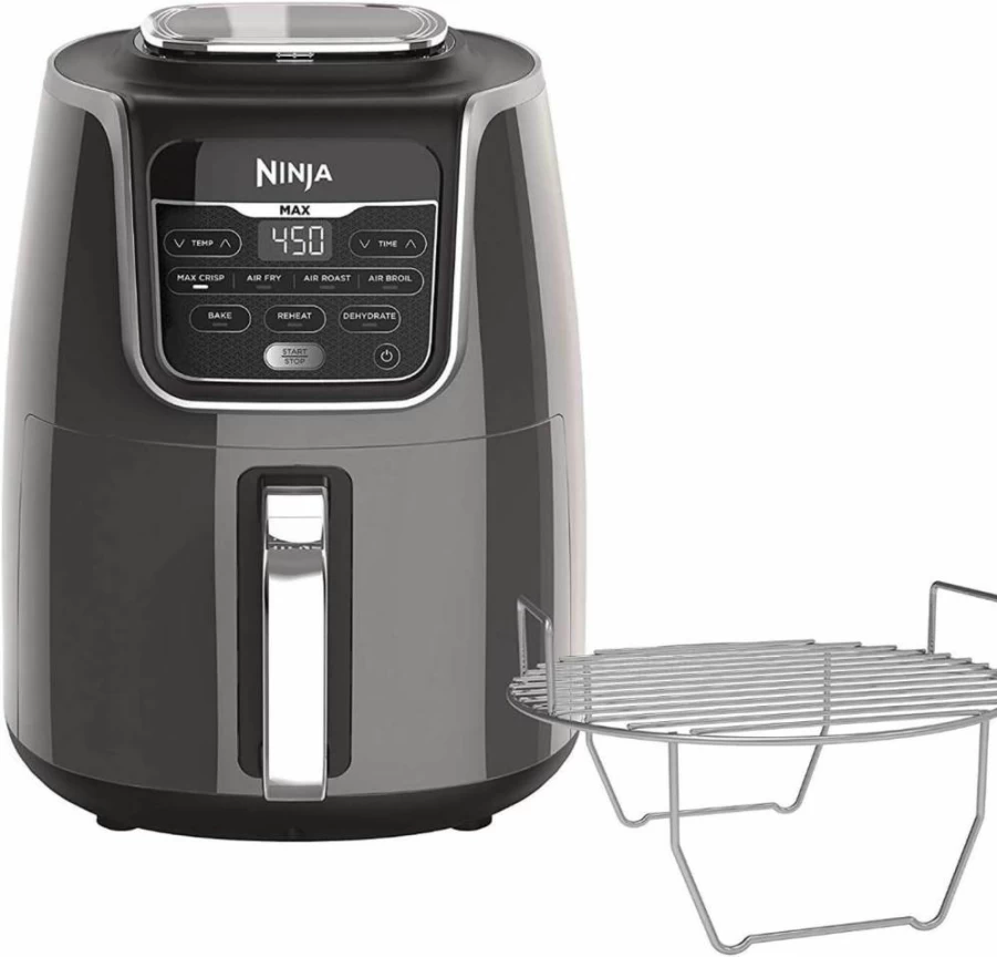 Ninja AF101 4-Qt 4-in-1 Air Fryer – Healthy Cooking, Bake, Roast, Broil & Dehydrate with Less Oil, Compact Design for Fries, Meat & Veggies, Grey