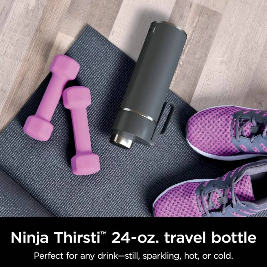 Ninja Thirsti 18Oz Insulated Stainless Steel Tumbler - Leak Proof, 24-Hour Cold Retention, Dishwasher Safe Travel Water Bottle for Carbonated & Sparkling Drinks, Onyx Black