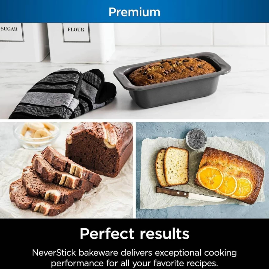 Ninja Foodi NeverStick Premium 8-Inch Square Cake Pan - Nonstick, Oven & Dishwasher Safe, 500°F Heat Resistant, Durable Grey Baking Pan