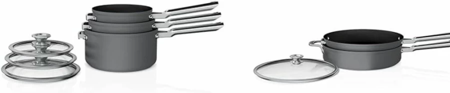 Ninja Neverstick Premium Hard-Anodized 5-Piece Nonstick Cookware Set, C35000W, Black