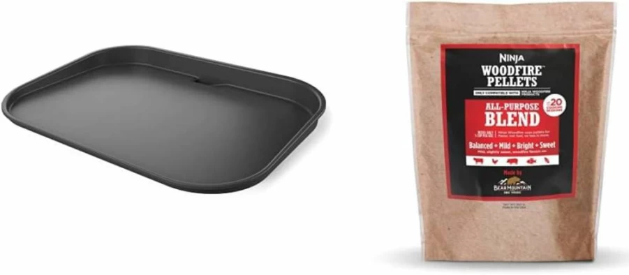 Ninja Woodfire Outdoor Flat Top Griddle Plate - Ceramic Coated Grill Insert for OG700 Series, Black/Grey, Compatible with Ninja Woodfire Grills