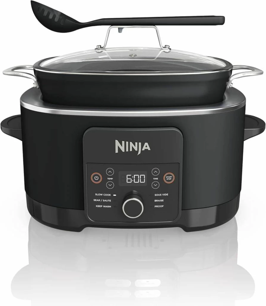 Ninja MC1001 Foodi PossibleCooker Pro 8.5-Quart 8-in-1 Multi-Cooker with Slow Cooker, Dutch Oven & Steamer, Nonstick Oven-Safe Pot (500°F), Sea Salt Gray