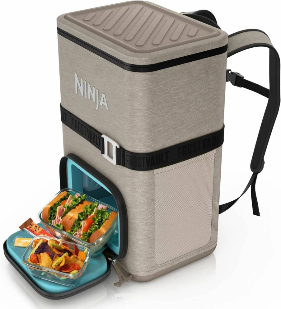 Ninja Frostvault Go Backpack Cooler - 24/36 Can Leakproof Soft Cooler with Built-In Can Opener, Ice Packs & Dry Storage for Hiking, Camping, Beach & Outdoor Activities