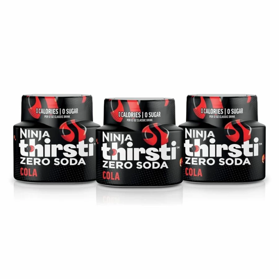 Ninja Thirsti Zero Sugar Soda Cola Flavored Water Drops - 3 Pack, Zero Calories, Makes 17 Drinks, Sparkling or Still, 12oz Each, Classic Soda Flavor