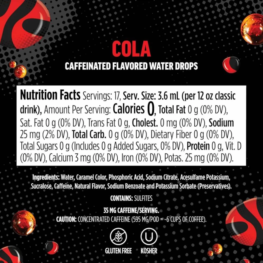 Ninja Thirsti Zero Sugar Soda Cola Flavored Water Drops - 3 Pack, Zero Calories, Makes 17 Drinks, Sparkling or Still, 12oz Each, Classic Soda Flavor