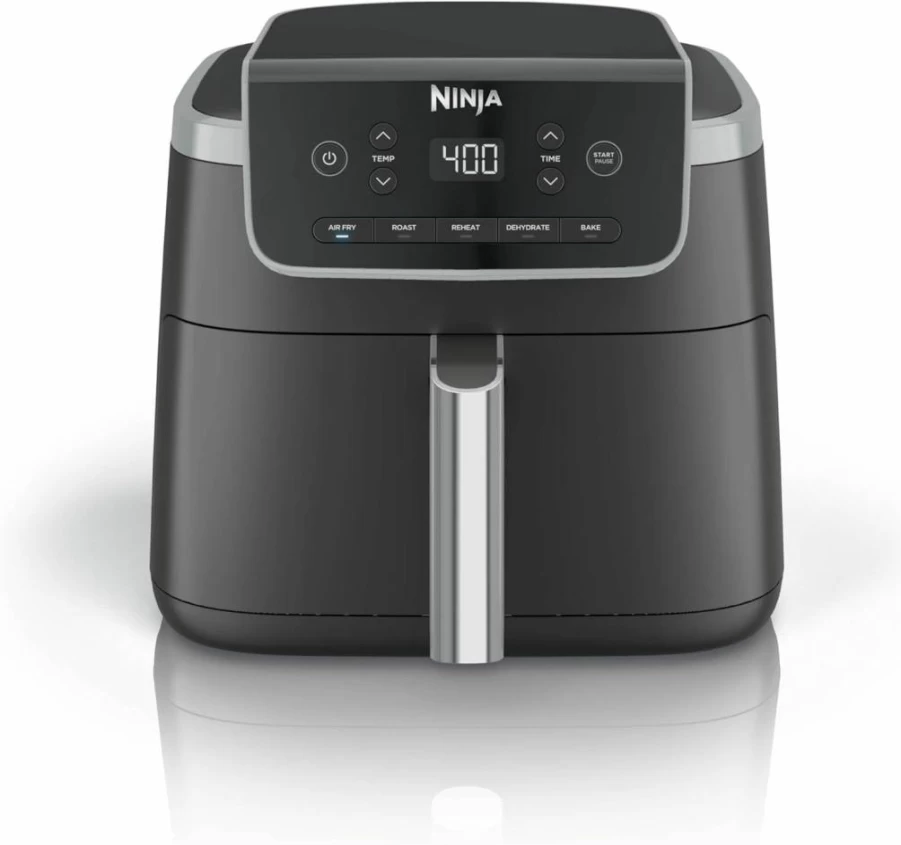 Ninja AF141 Air Fryer 5 Quart, 4-in-1 Countertop Oven for Air Frying, Roasting, Reheating & Dehydrating, 400°F Rapid Air Crisp Technology, Nonstick Basket with Crisper Plate, 120V, Grey