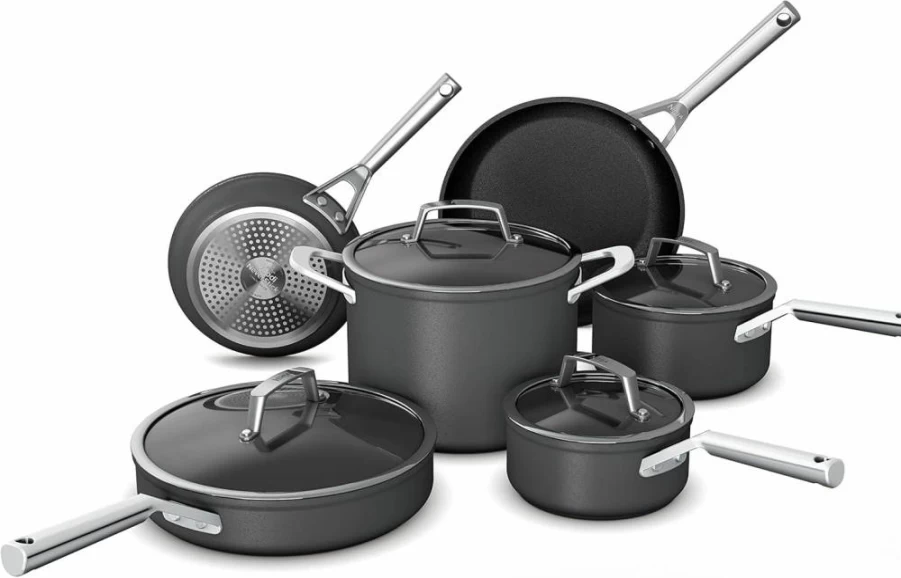 Ninja Neverstick Professional 10-Piece Nonstick Cookware Set, Hard-Anodized Pots and Pans, Oven Safe to 500°F, Durable Slate Grey C39500
