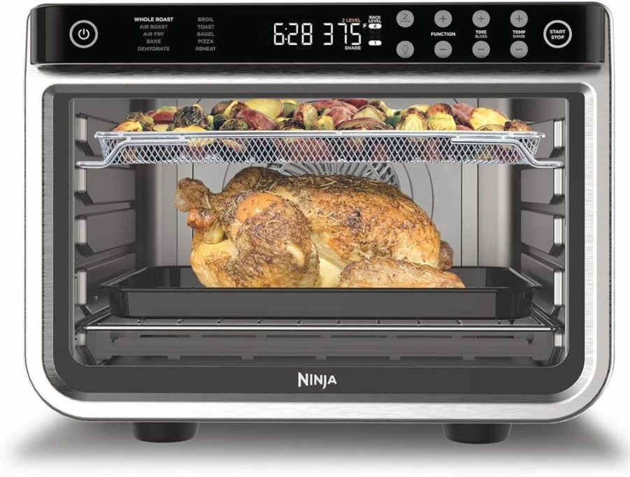 Ninja Prestige DT551 10-in-1 Smart XL Air Fryer Toaster Oven with Pro Cook System & Thermometer, 1800W Countertop Convection Oven for Baking, Roasting, Broiling - Stainless Steel