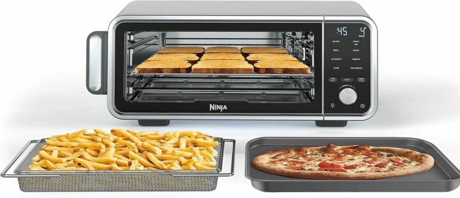 Ninja Foodi 13-in-1 Toaster Oven Air Fryer Combo with Thermometer, Stainless Steel, Flip Away Design for Quick Meals, Frying, Dehydrating & Reheating (Model SP351)