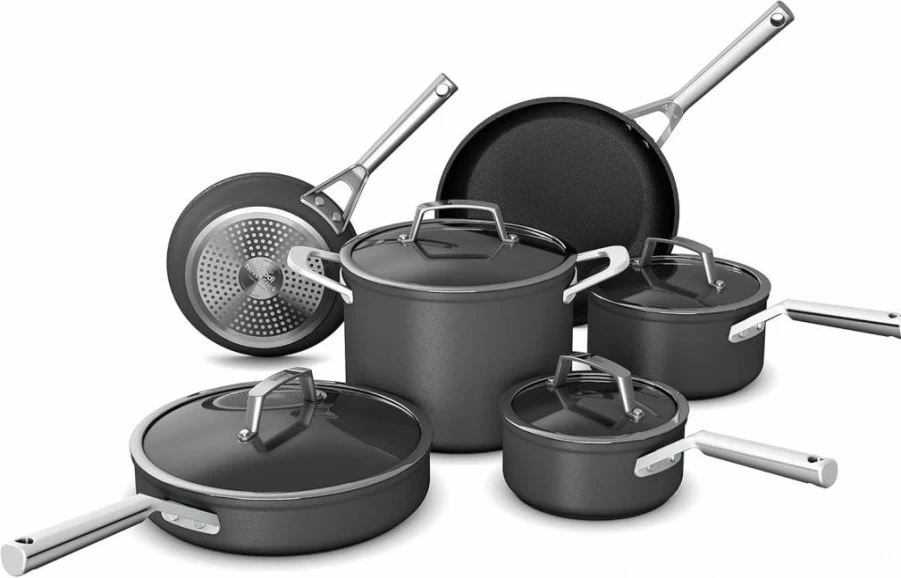 Ninja Foodi Neverstick Professional 12-Piece Cookware Set, Hard-Anodized Nonstick, Oven Safe to 500°F, Durable Slate Grey Pots and Pans