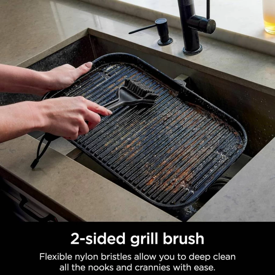 Ninja Woodfire Outdoor Grill Cleaning Brush - Non-Scratch, Heat Resistant Scraper Tool for OG700, OG800, OG900 Series Grills - Black