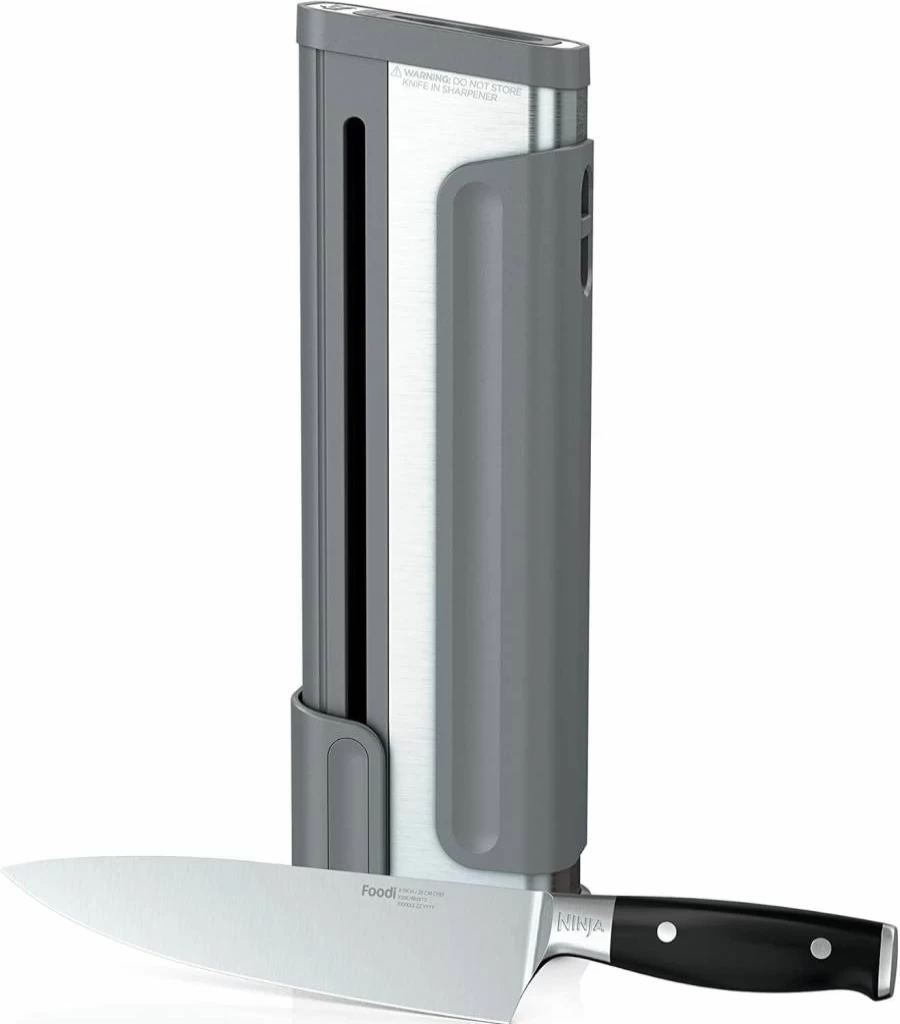 Ninja K30118 Foodi Neverdull 7-Inch Santoku Knife, Premium German Stainless Steel Blade, Ergonomic Handle, Black - Professional Kitchen Cutlery