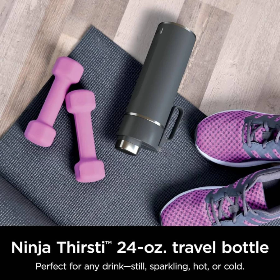 Ninja Thirsti 18Oz Stainless Steel Insulated Tumbler - Leak Proof, 24-Hour Cold Retention, Dishwasher Safe Travel Water Bottle for Carbonated Drinks, Cloud White (DW1801WH)