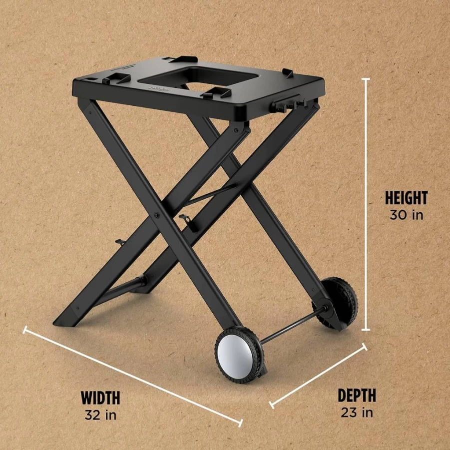 Ninja Woodfire Grill Stand - Foldable, Weather-Resistant Outdoor Cooking Stand with Side Utensil Holder, Compatible with OG700 Series Grills (Black)