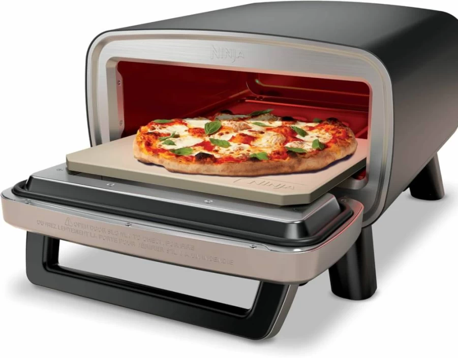 Ninja Artisan 12-Inch Electric Pizza Oven for Outdoor Use – 700°F Max Temperature, 3-Minute Neapolitan & Thin Crust Pizza, Bake, Broil, Proof & Warm Functions (Model: Mo201)